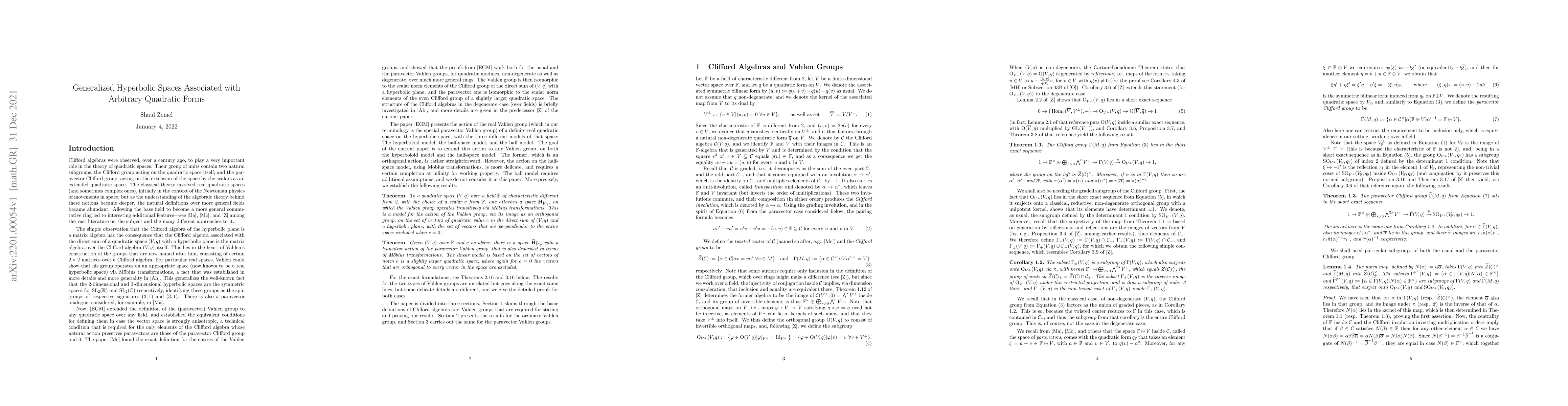 Thumbnail for Generalized Hyperbolic Spaces Associated with Arbitrary Quadratic Forms