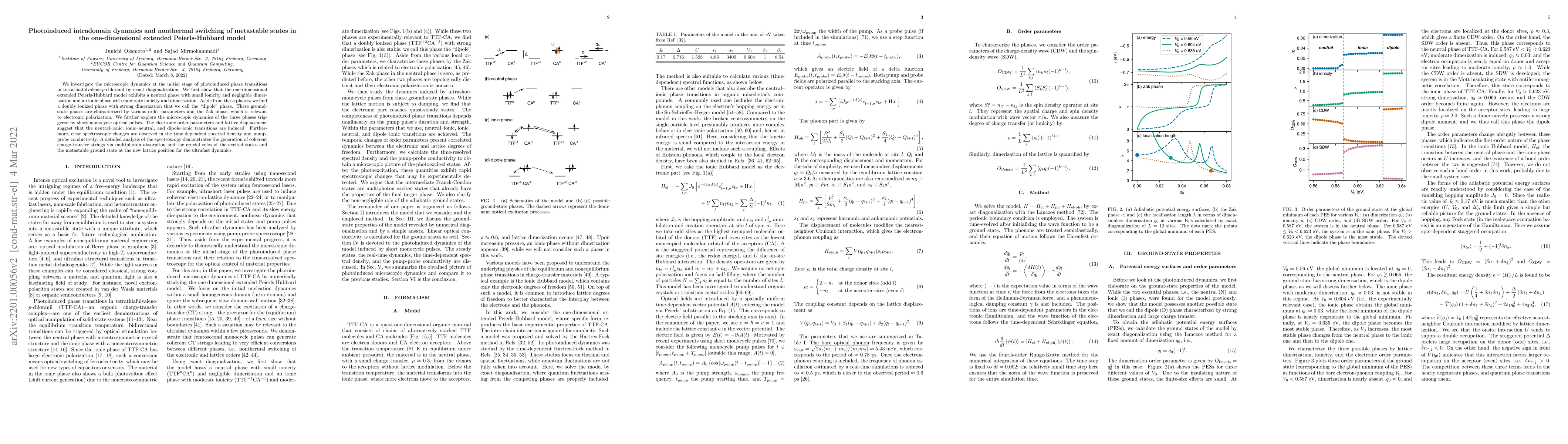 Thumbnail for Photoinduced intradomain dynamics and nonthermal switching of metastable
  states in the one-dimensional extended Peierls-Hubbard model
