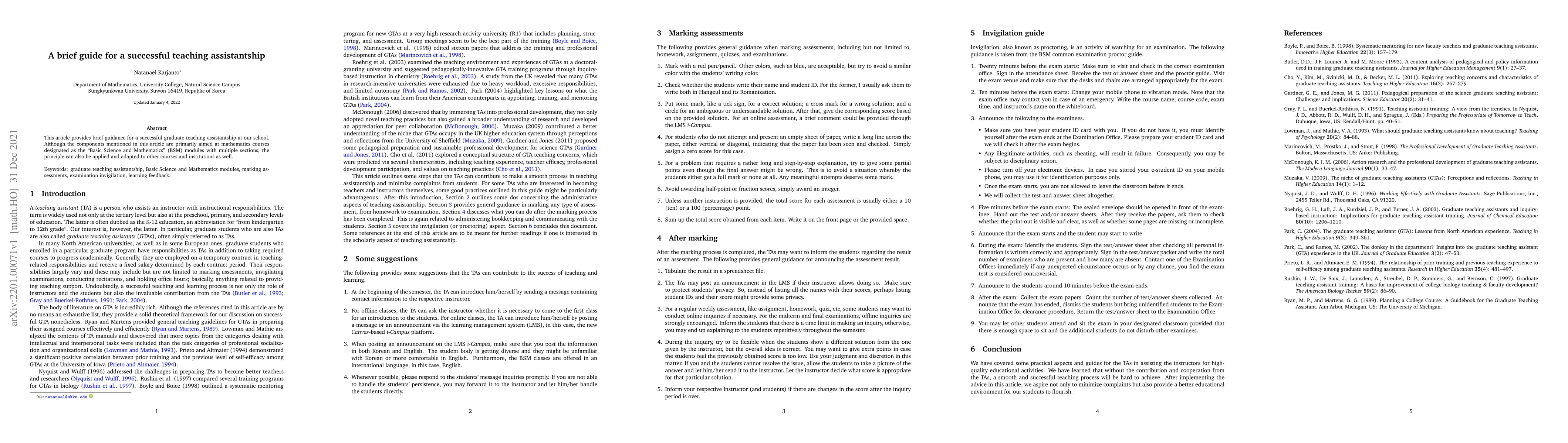 Thumbnail for A brief guide for a successful teaching assistantship