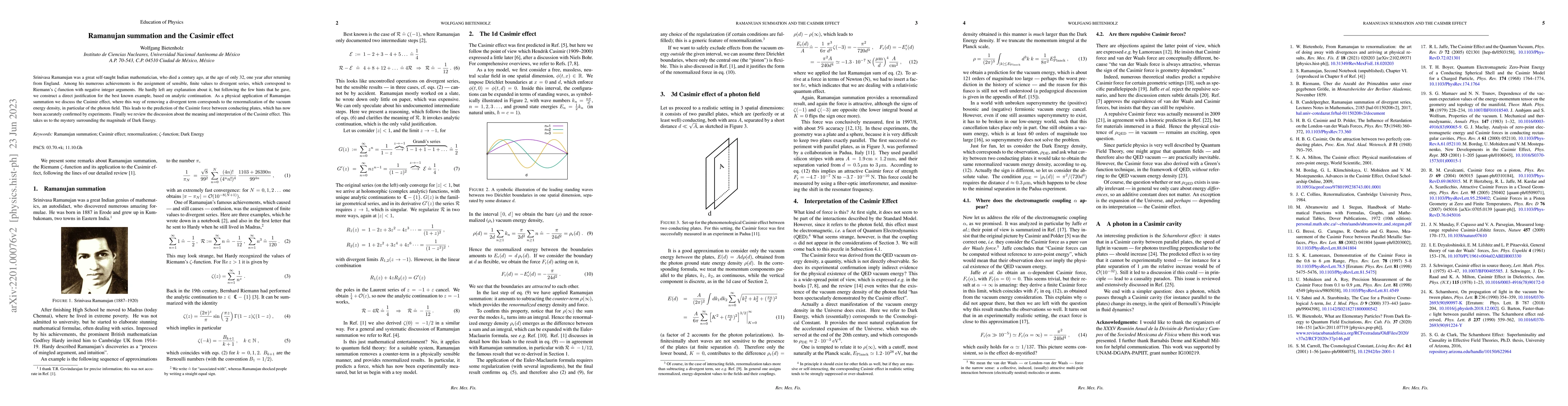 Thumbnail for Ramanujan summation and the Casimir effect