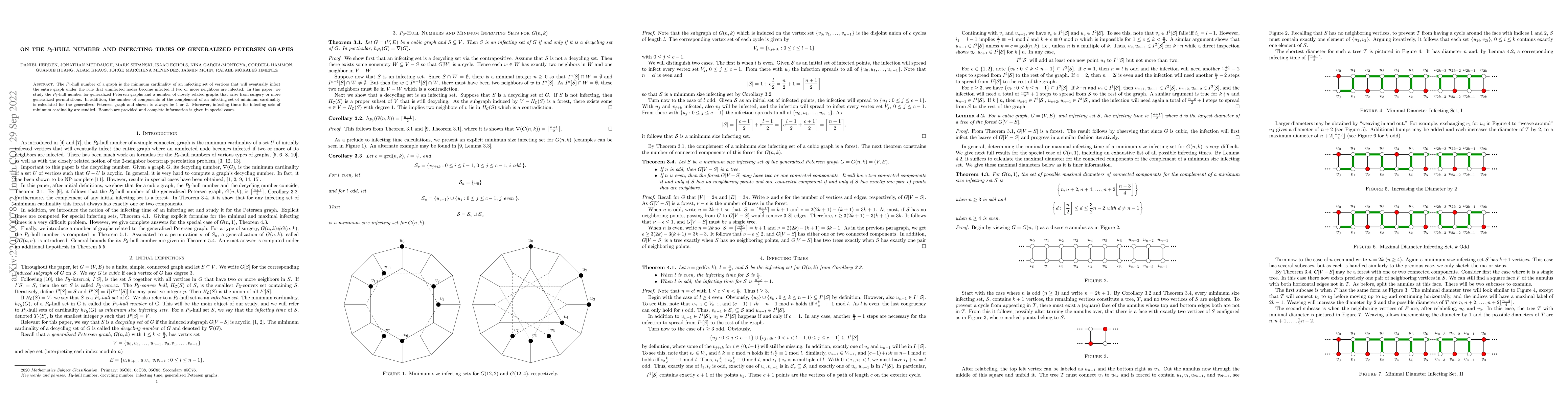 Thumbnail for On the $P_3$-hull number and infecting times of generalized Petersen
  graphs