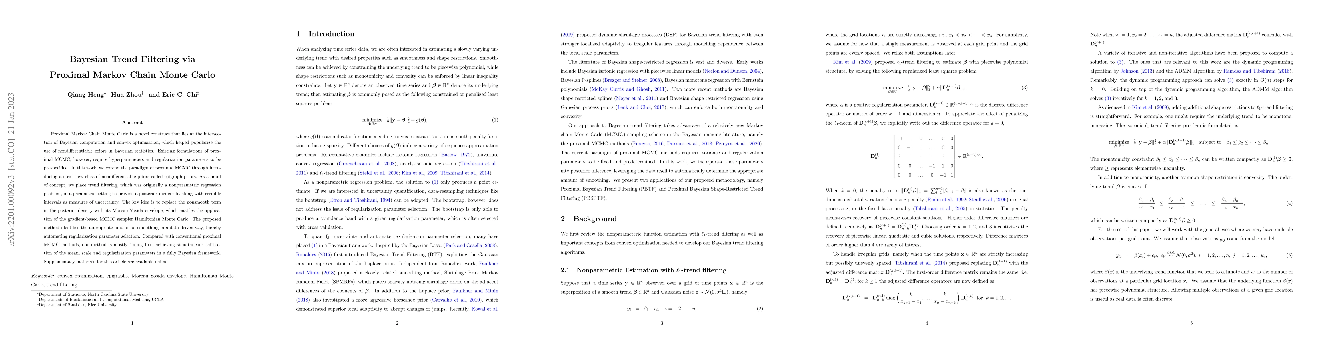 Thumbnail for Bayesian Trend Filtering via Proximal Markov Chain Monte Carlo