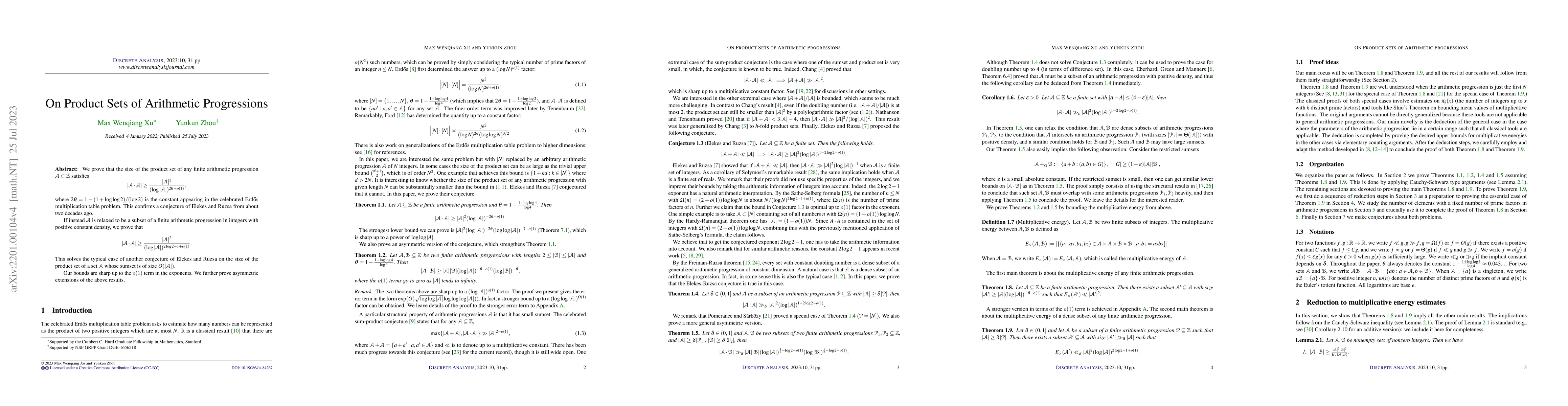 Thumbnail for On product sets of arithmetic progressions