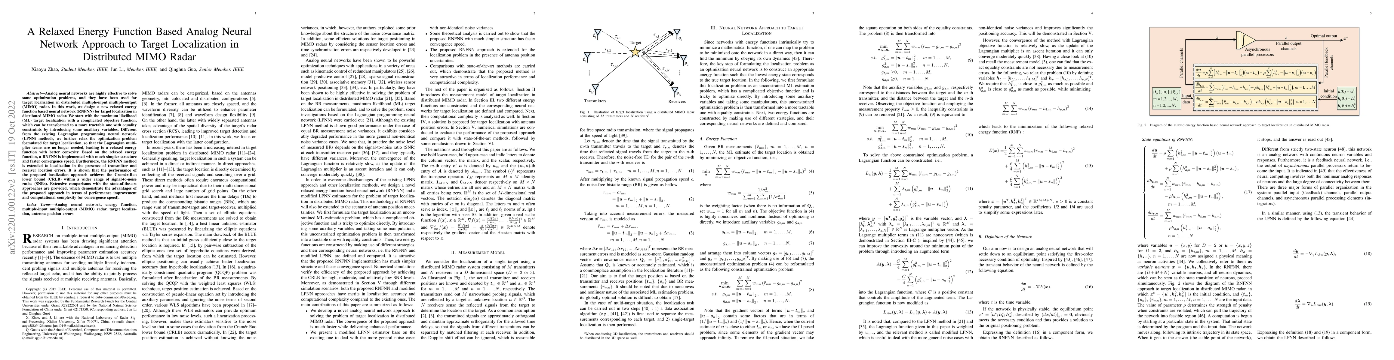 Thumbnail for A Relaxed Energy Function Based Analog Neural Network Approach to Target
  Localization in Distributed MIMO Radar