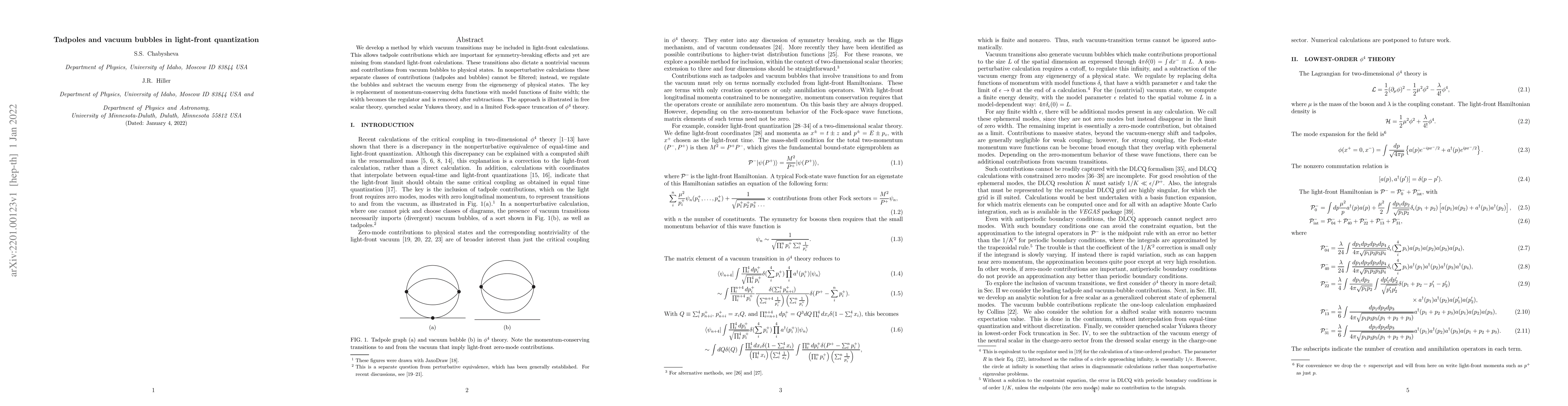 Thumbnail for Tadpoles and vacuum bubbles in light-front quantization