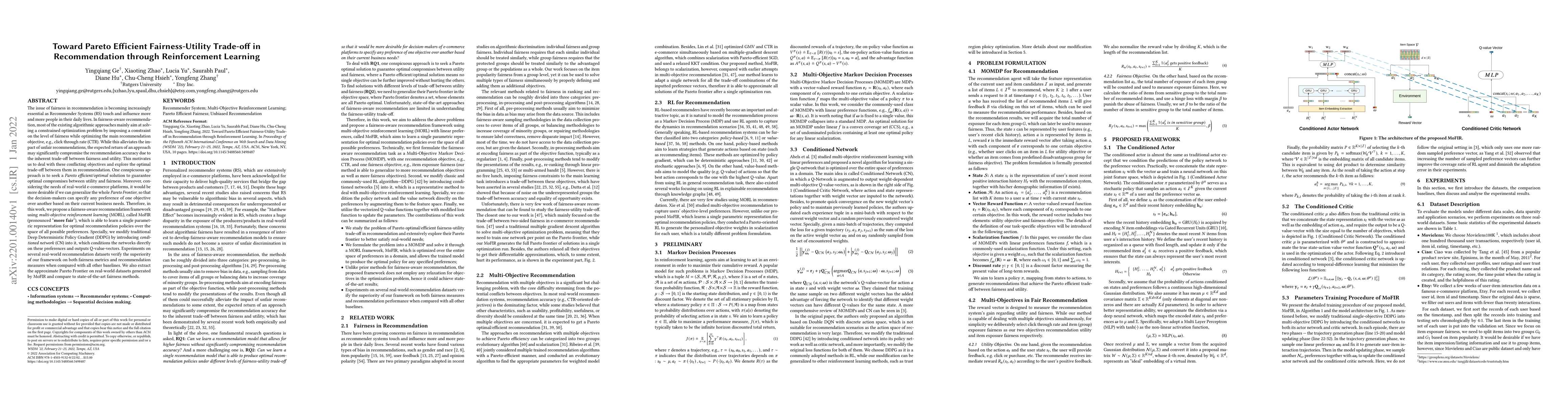 Thumbnail for Toward Pareto Efficient Fairness-Utility Trade-off inRecommendation
  through Reinforcement Learning