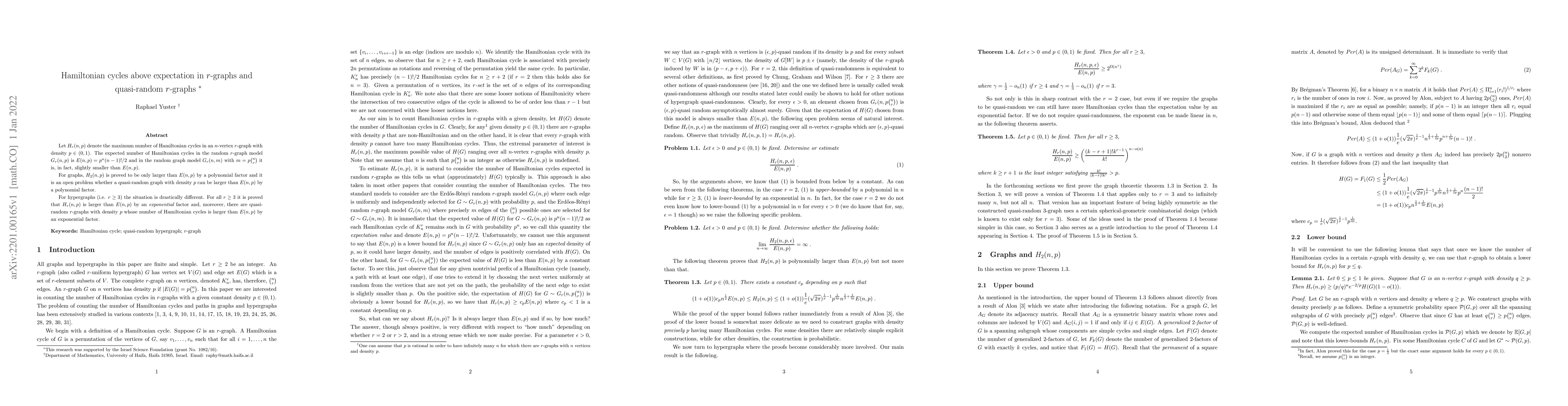 Thumbnail for Hamiltonian cycles above expectation in r-graphs and quasi-random
  r-graphs