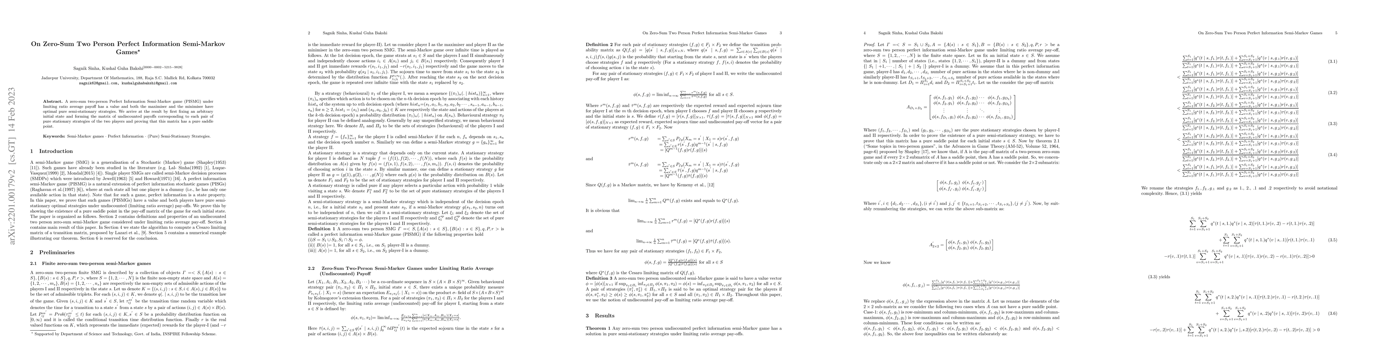 Thumbnail for On Zero-Sum Two Person Perfect Information Semi-Markov Games