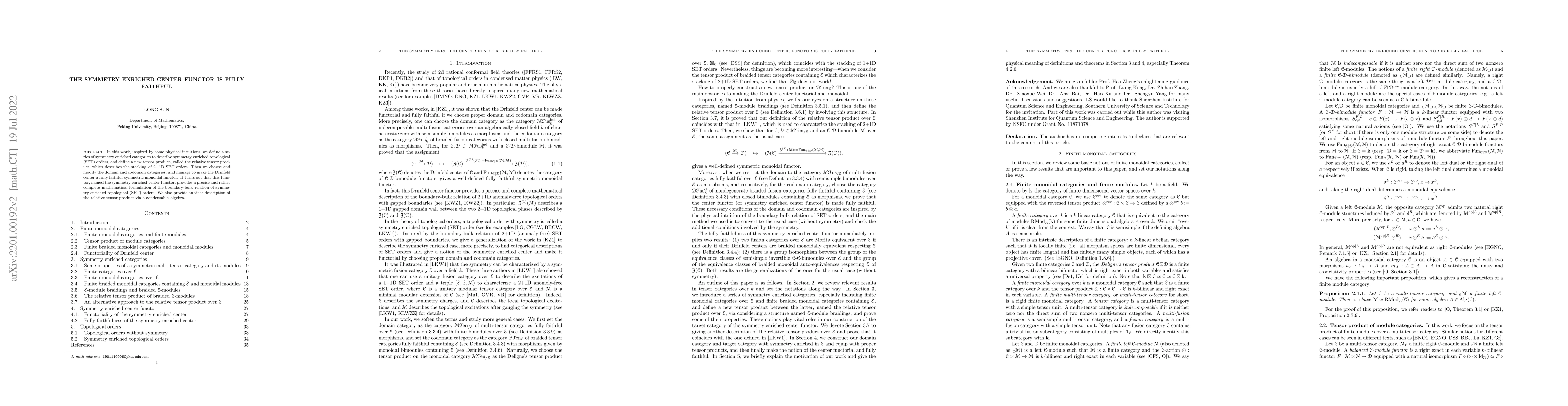 Thumbnail for The Symmetry Enriched Center Functor is Fully Faithful