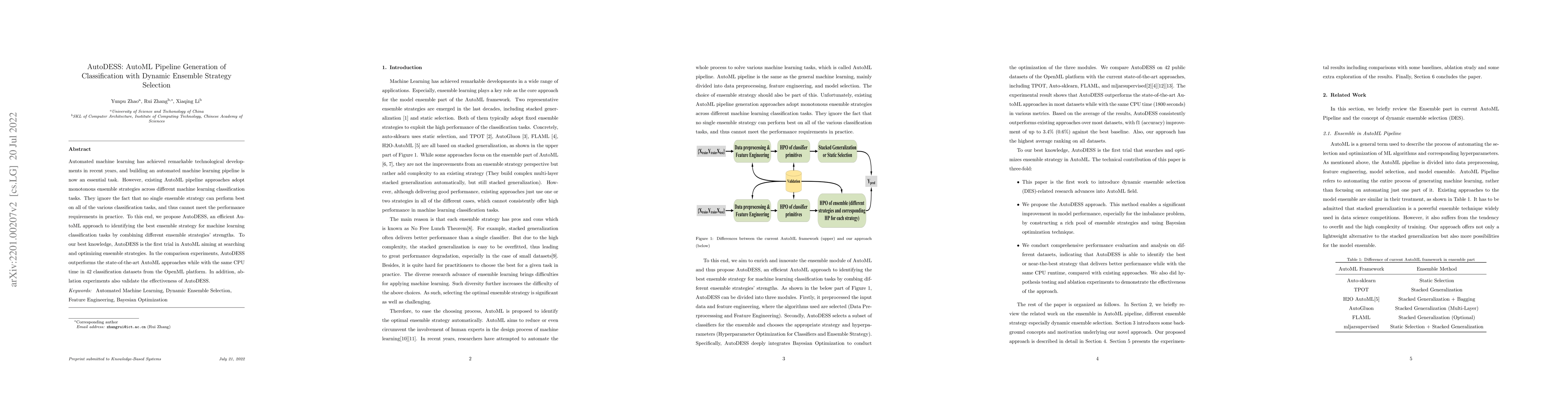 Thumbnail for AutoDES: AutoML Pipeline Generation of Classification with Dynamic
  Ensemble Strategy Selection