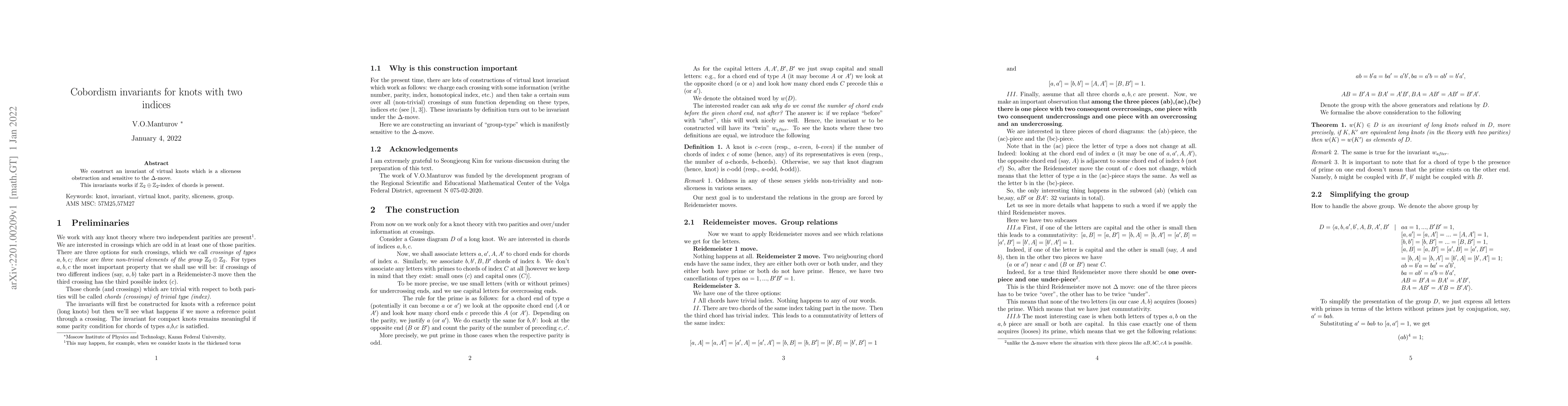 Thumbnail for Cobordism invariants for knots with two indices