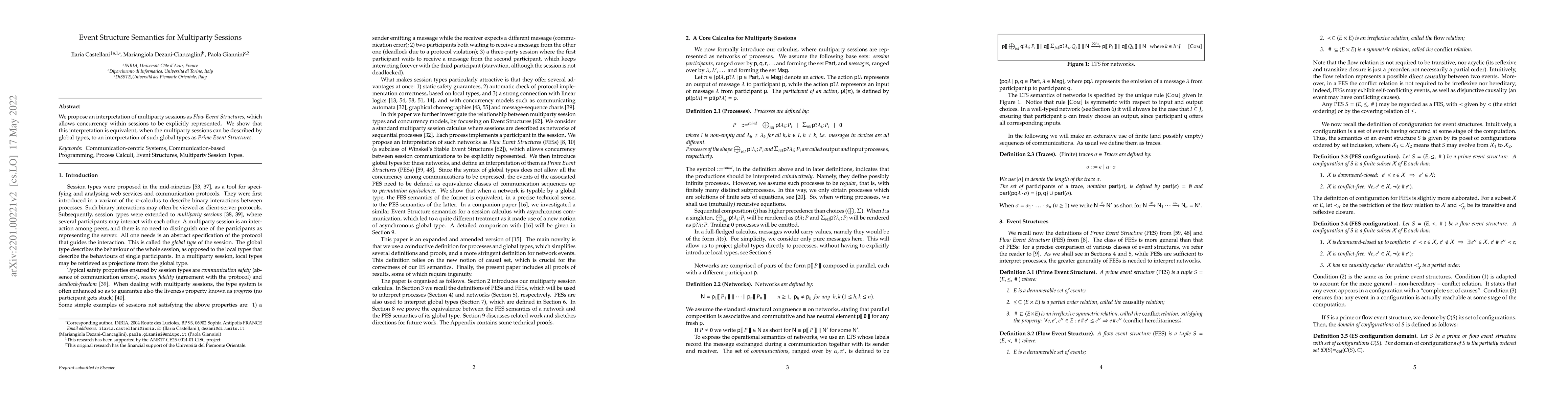 Thumbnail for Event structure semantics for multiparty sessions