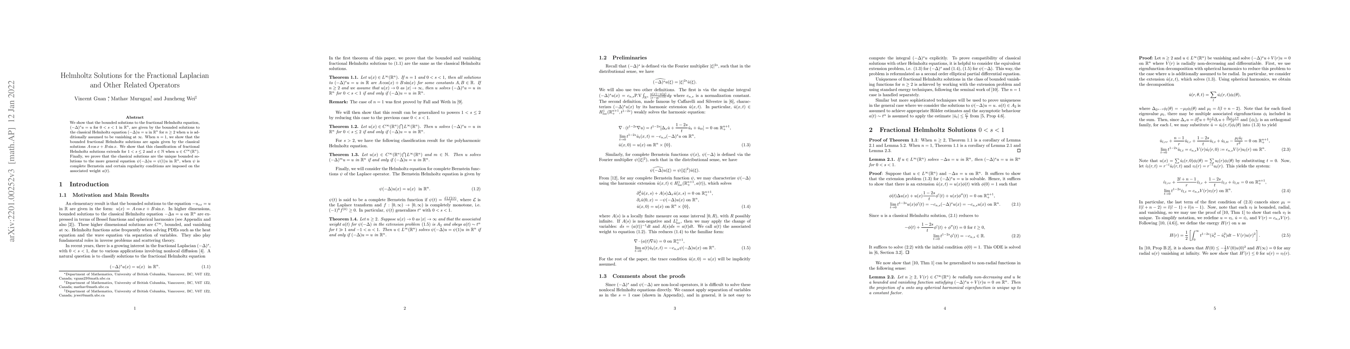 Thumbnail for Helmholtz Solutions for the Fractional Laplacian and Other Related
  Operators