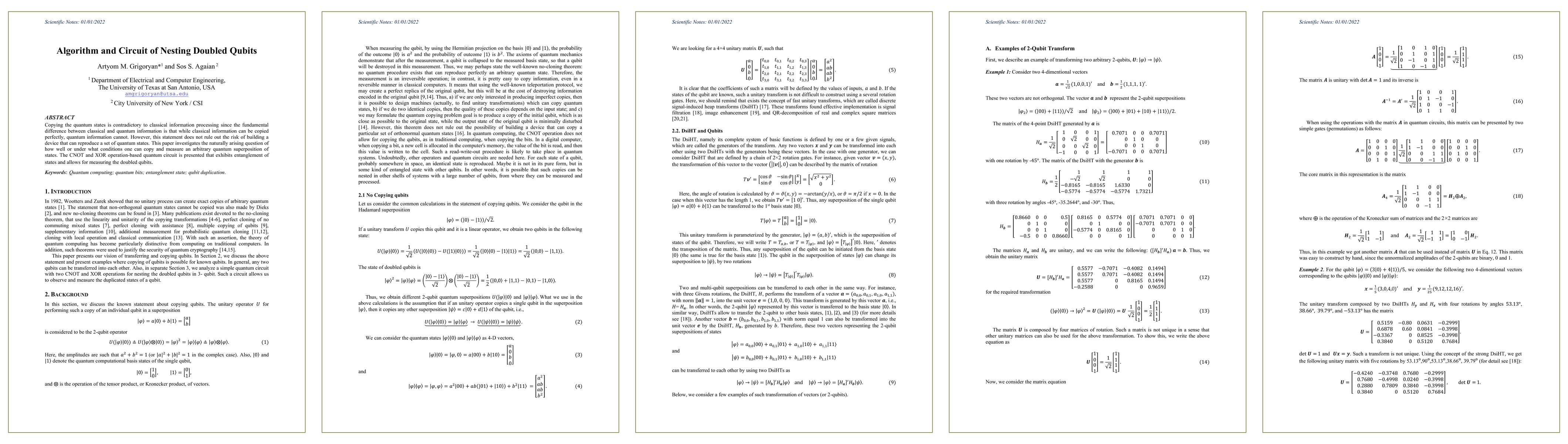 Thumbnail for Algorithm and Circuit of Nesting Doubled Qubits