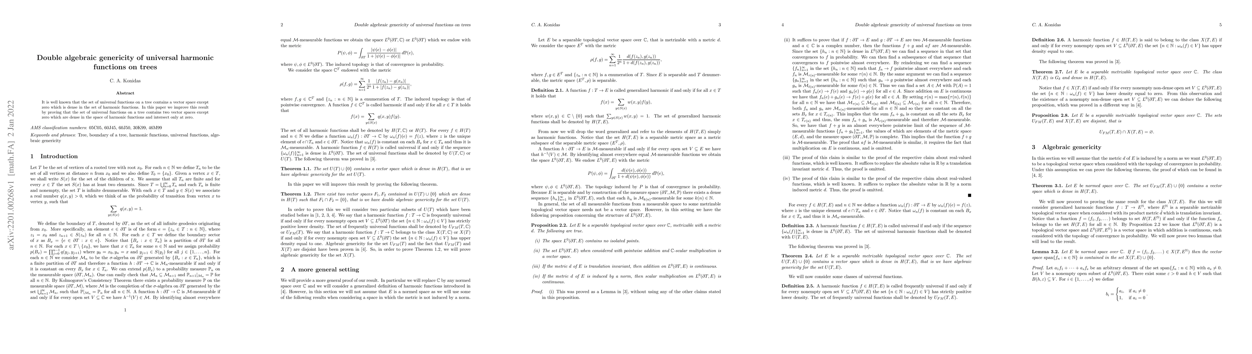 Thumbnail for Double algebraic genericity of universal harmonic functions on trees