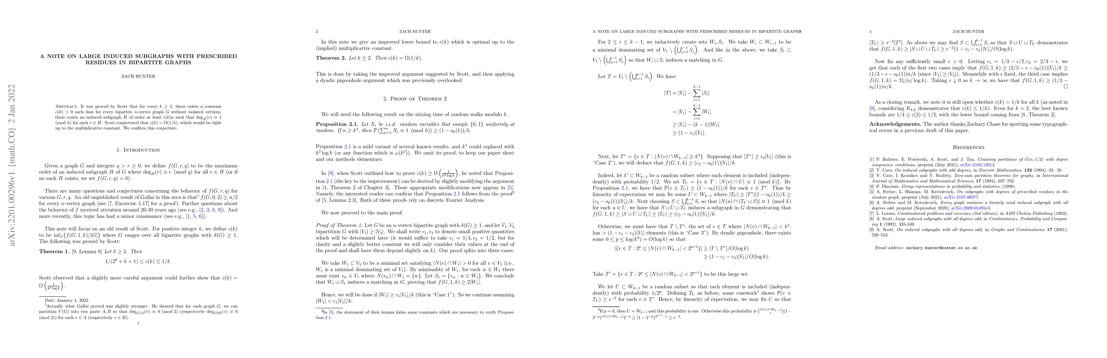 Thumbnail for A note on large induced subgraphs with prescribed residues in bipartite
  graphs