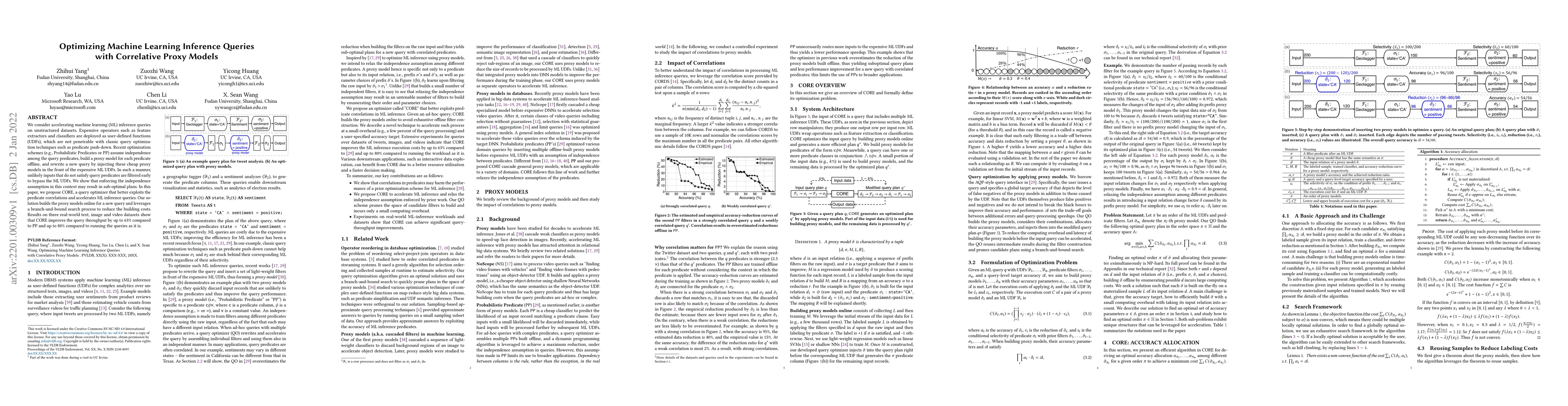 Thumbnail for Optimizing Machine Learning Inference Queries with Correlative Proxy
  Models