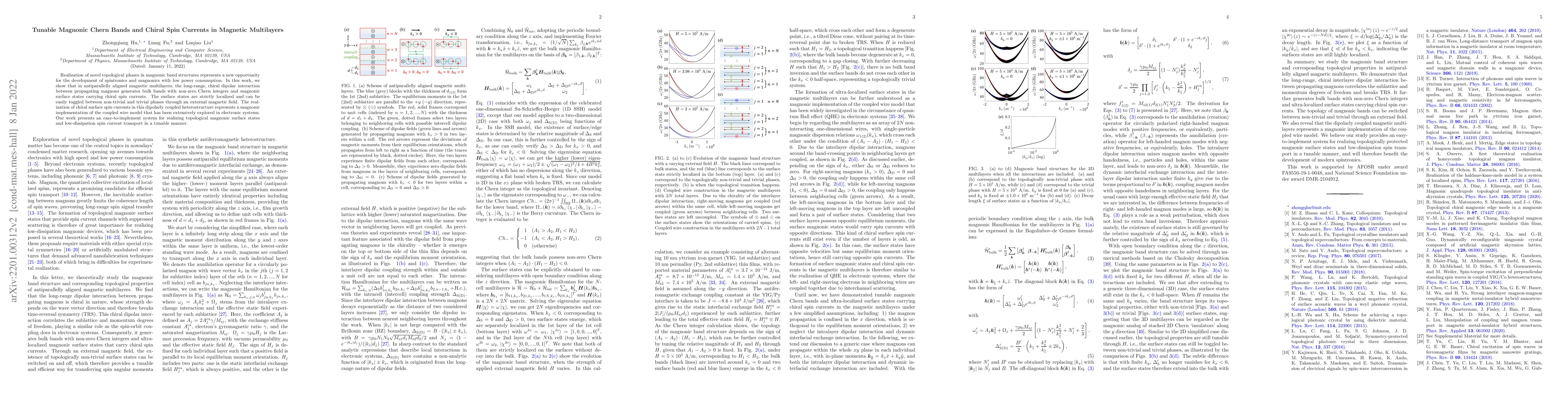 Thumbnail for Tunable Magnonic Chern Bands and Chiral Spin Currents in Magnetic
  Multilayers