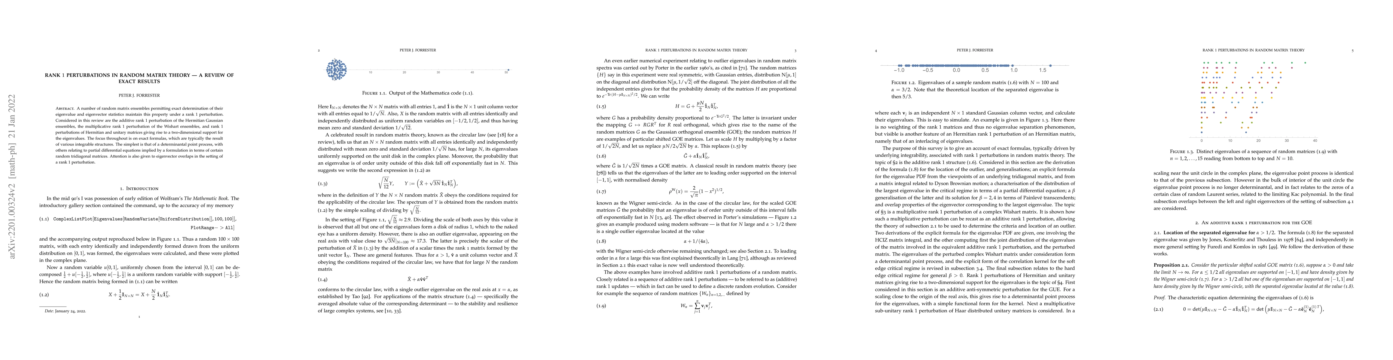 Thumbnail for Rank $1$ perturbations in random matrix theory -- a review of exact
  results