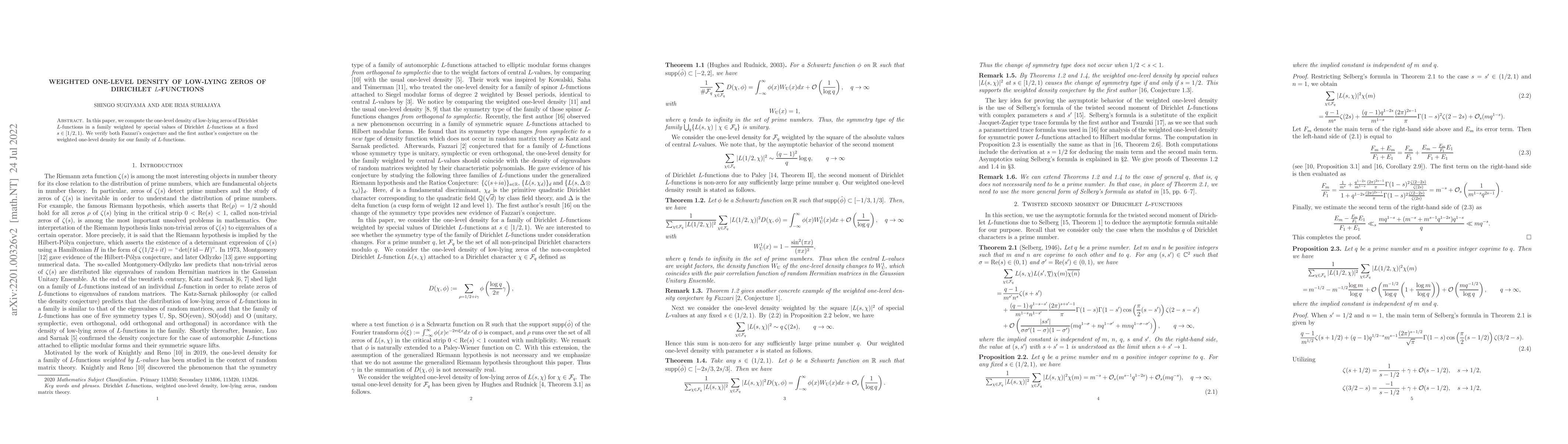 Thumbnail for Weighted one-level density of low-lying zeros of Dirichlet $L$-functions