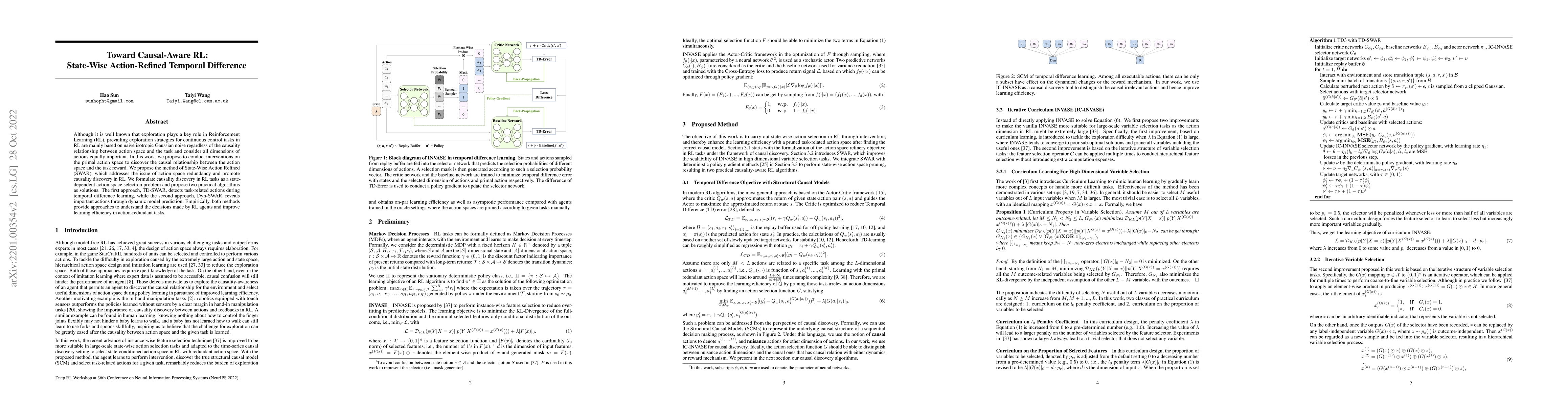 Thumbnail for Toward Causal-Aware RL: State-Wise Action-Refined Temporal Difference