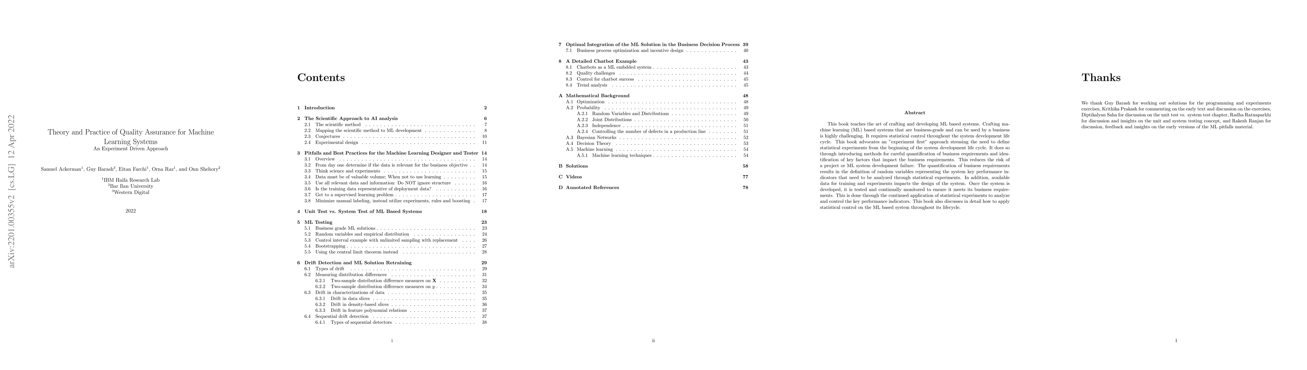 Thumbnail for Theory and Practice of Quality Assurance for Machine Learning Systems An
  Experiment Driven Approach