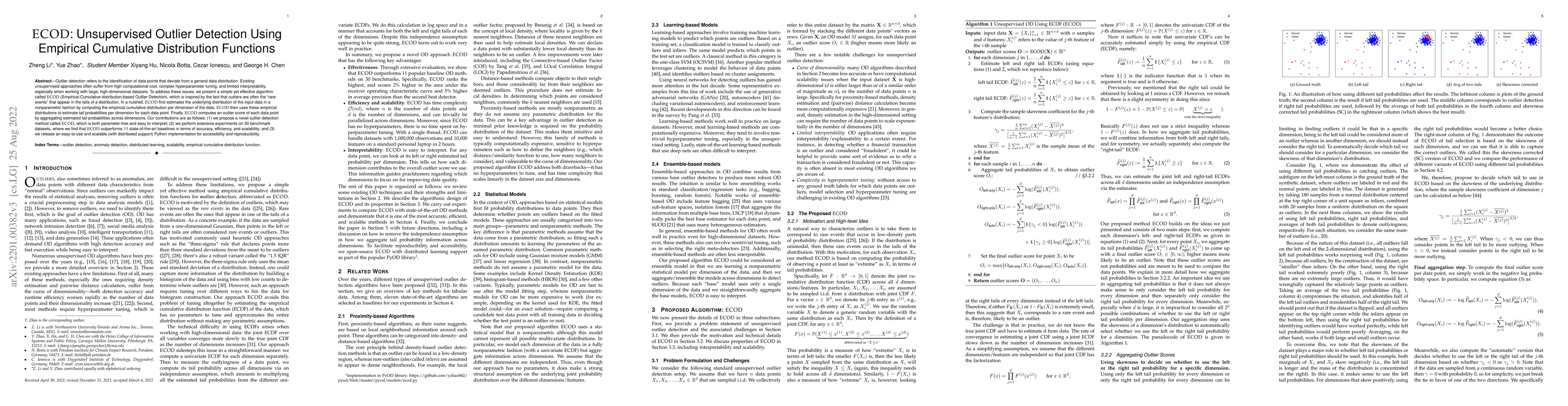 Thumbnail for ECOD: Unsupervised Outlier Detection Using Empirical Cumulative
  Distribution Functions