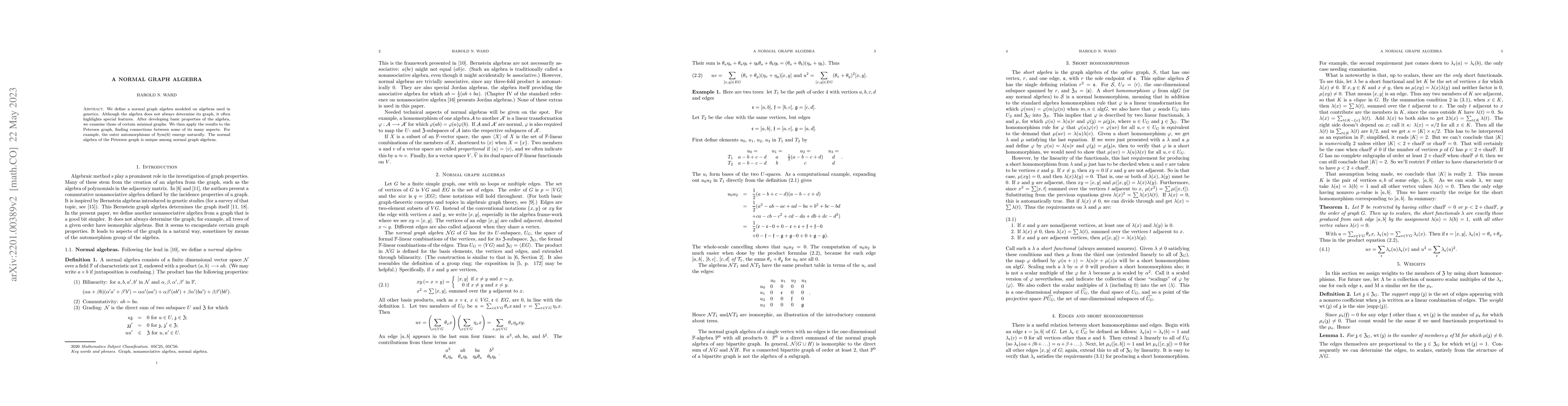 Thumbnail for A Normal Graph Algebra