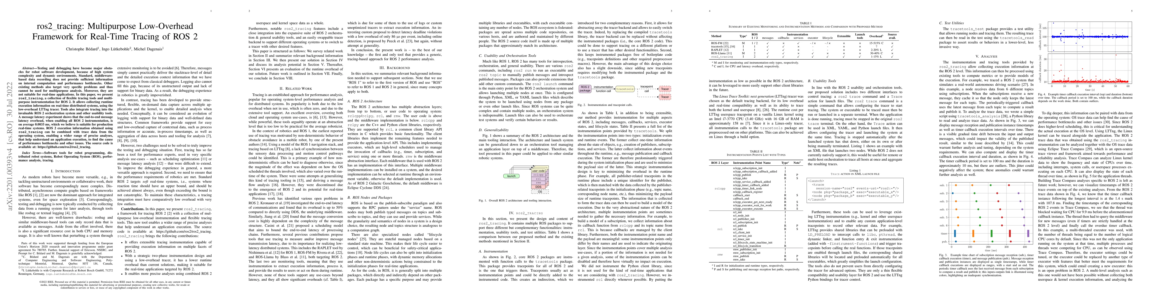 Thumbnail for ros2_tracing: Multipurpose Low-Overhead Framework for Real-Time Tracing
  of ROS 2