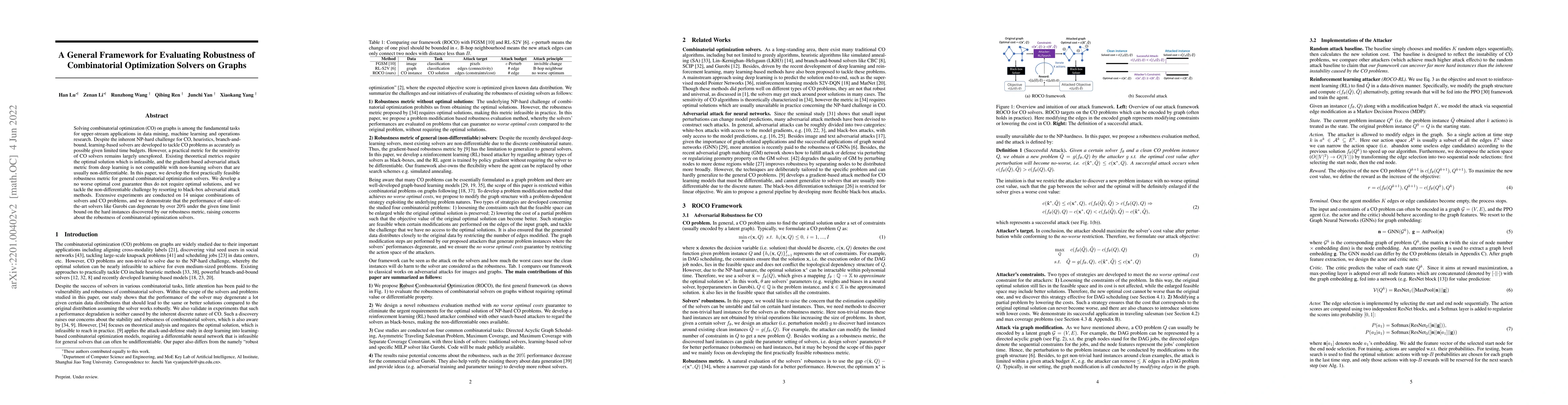 Thumbnail for A General Framework for Evaluating Robustness of Combinatorial
  Optimization Solvers on Graphs