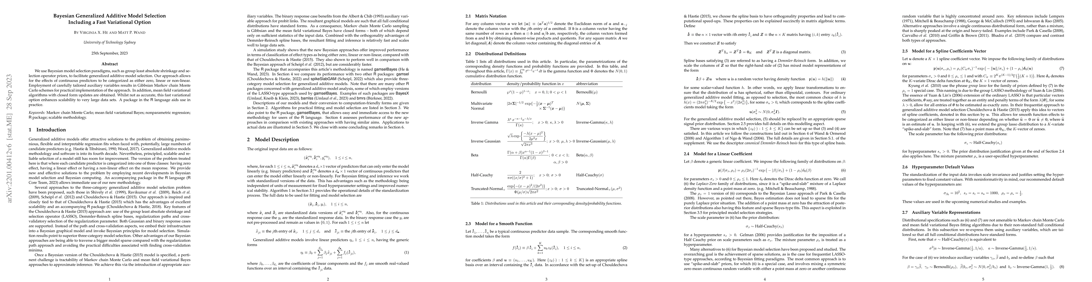 Thumbnail for Bayesian Generalized Additive Model Selection Including a Fast
  Variational Option