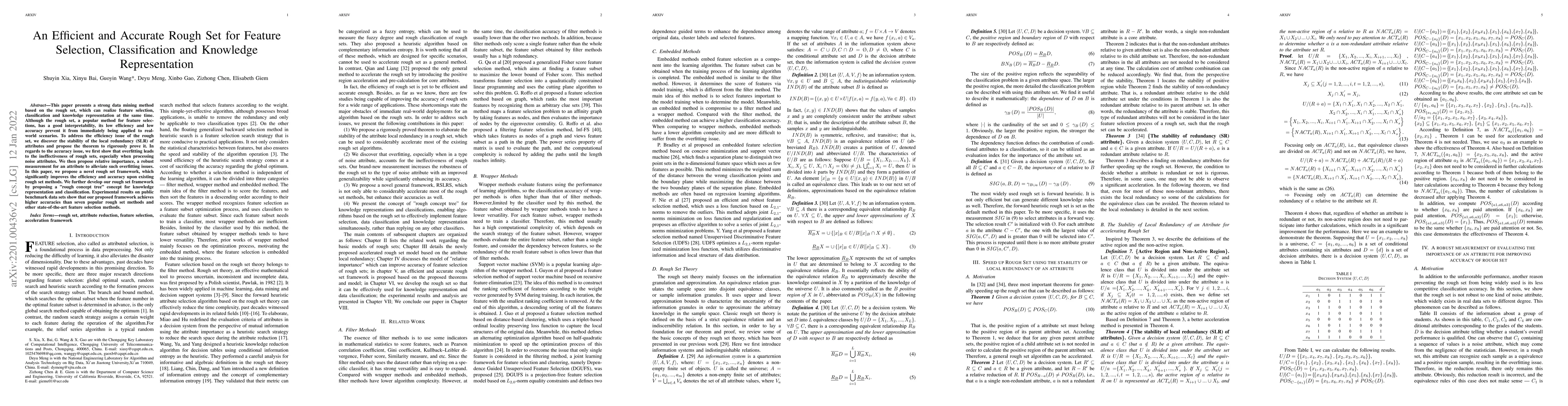 Thumbnail for An Efficient and Accurate Rough Set for Feature Selection,
  Classification and Knowledge Representation