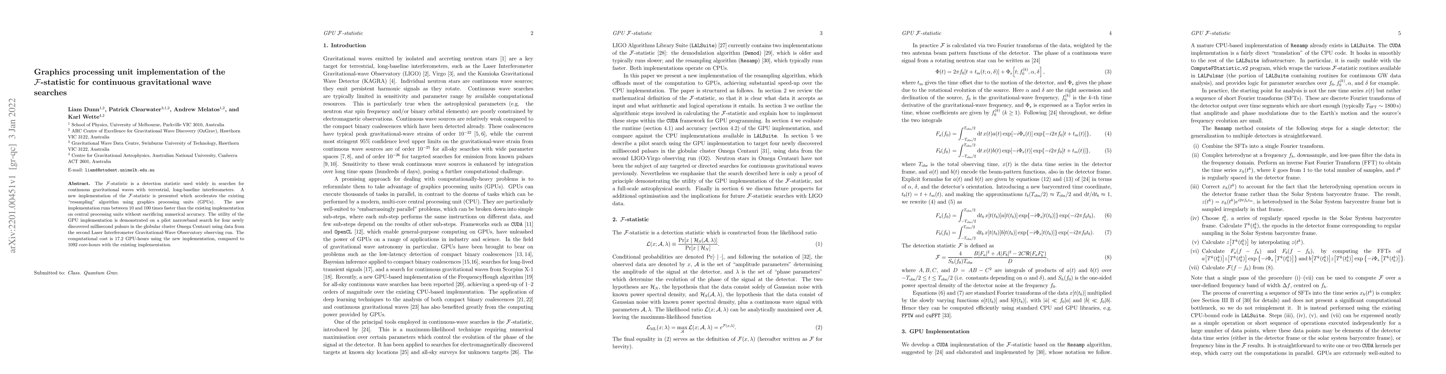 Thumbnail for Graphics processing unit implementation of the F-statistic for
  continuous gravitational wave searches
