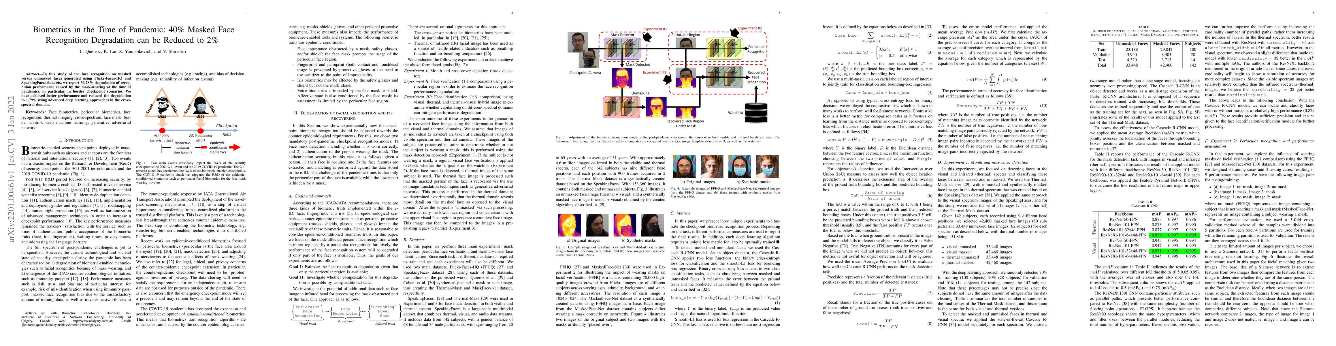 Thumbnail for Biometrics in the Time of Pandemic: 40% Masked Face Recognition
  Degradation can be Reduced to 2%
