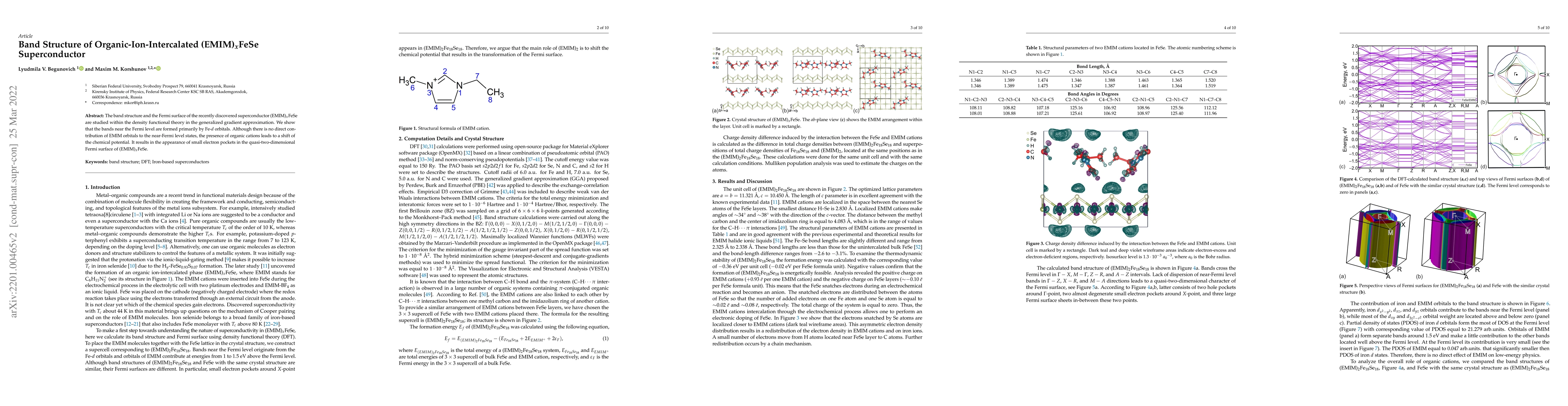 Thumbnail for Band structure of organic-ion-intercalated (EMIM)$_x$FeSe superconductor