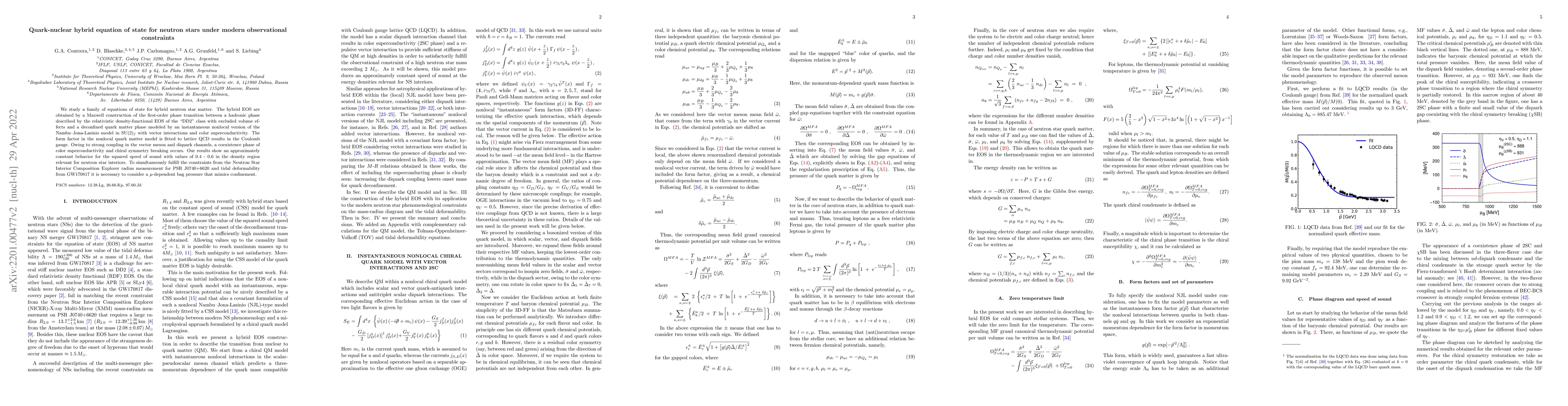 Thumbnail for Quark-nuclear hybrid equation of state for neutron stars under modern
  observational constraints