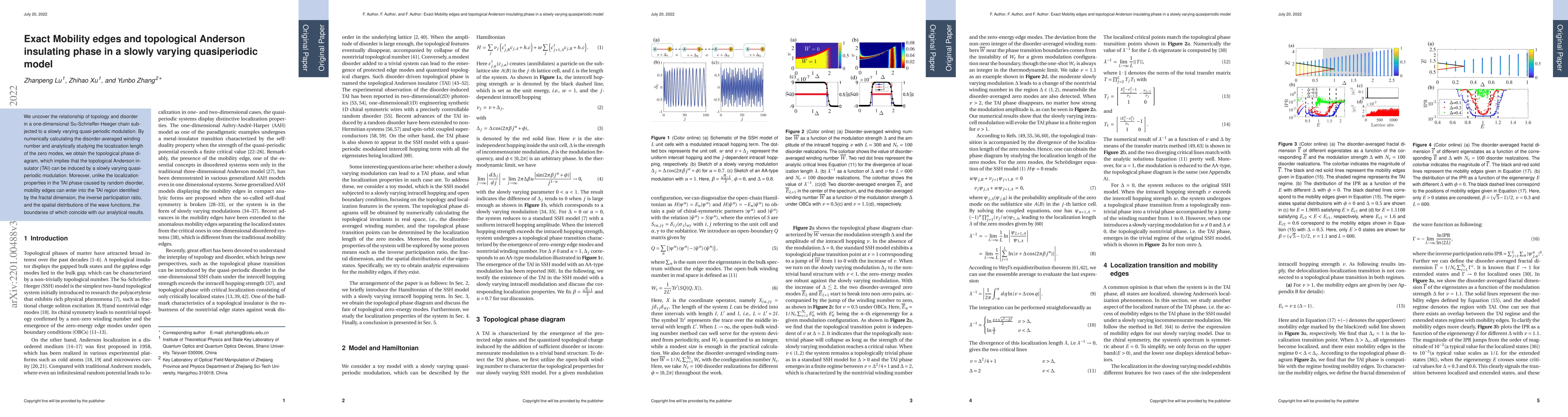 Thumbnail for Exact Mobility edges and topological Anderson insulating phase in a
  slowly varying quasiperiodic model