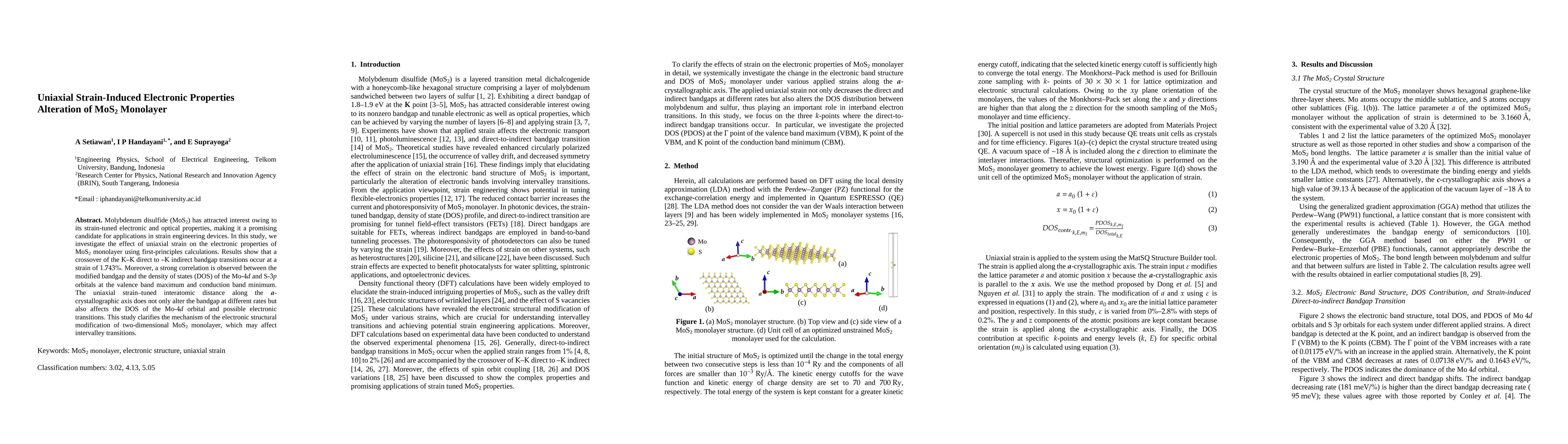 Thumbnail for Uniaxial Strain-Induced Electronic Properties Alteration of MoS$_2$
  Monolayer