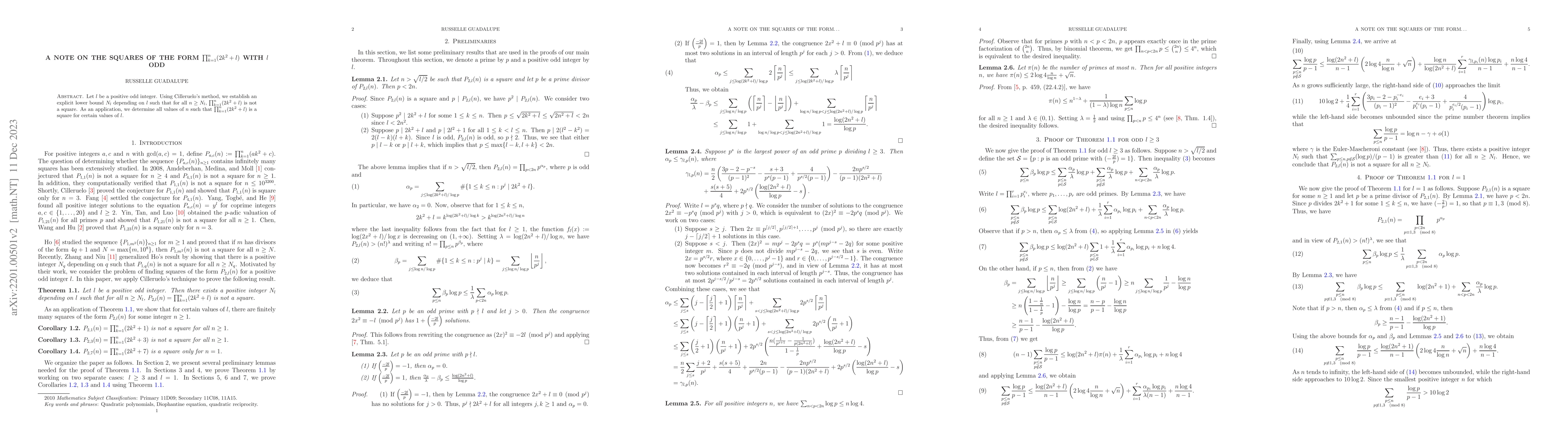 Thumbnail for A note on the squares of the form $\prod_{k=1}^n (2k^2+l)$ with $l$ odd