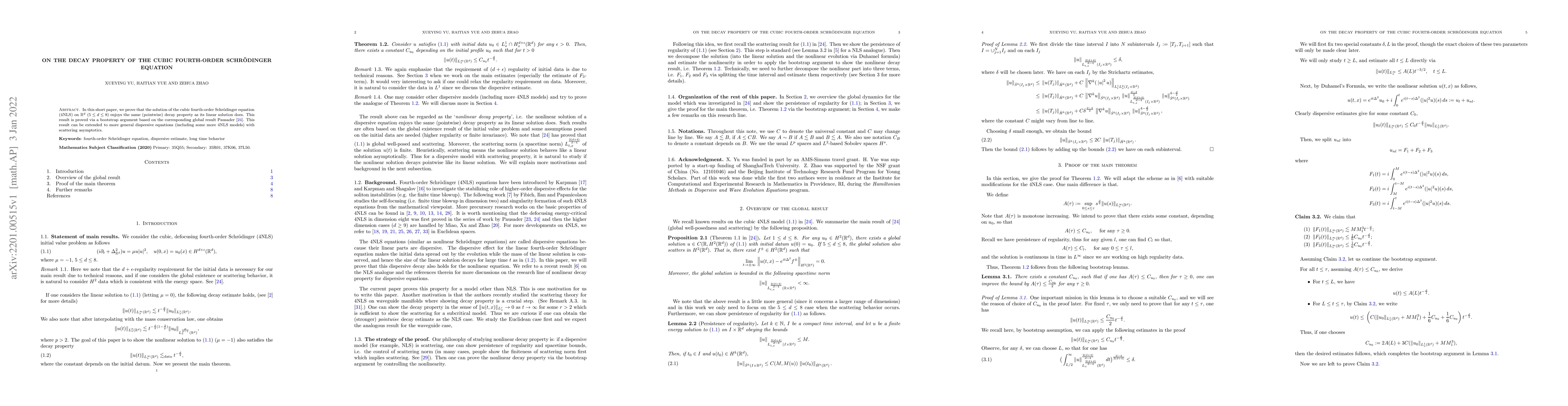 Thumbnail for On the decay property of the cubic fourth-order Schr\"odinger equation