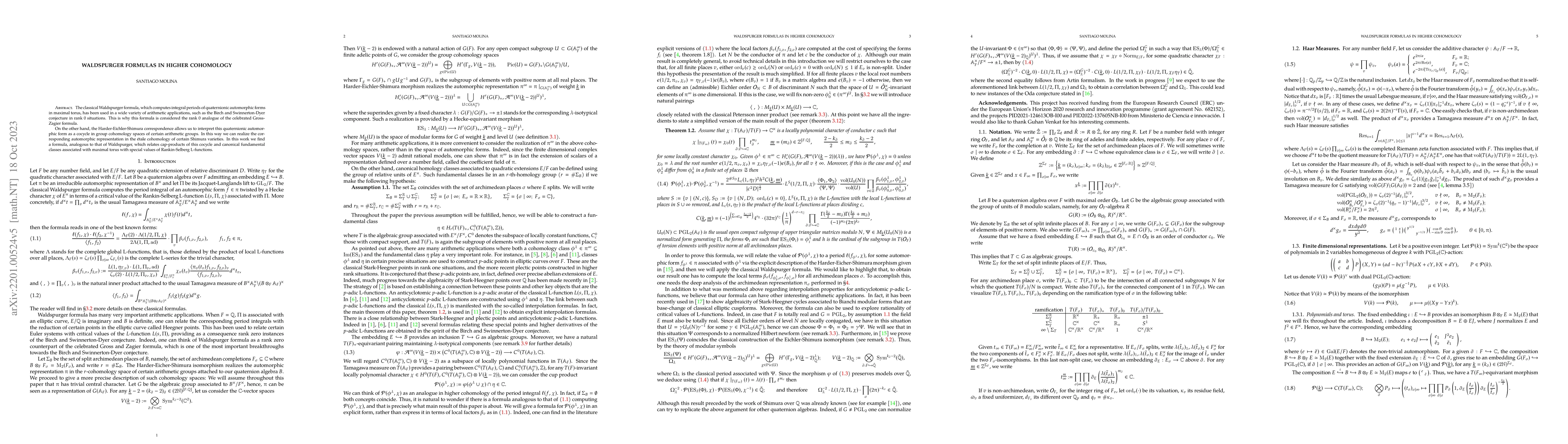 Thumbnail for Waldspurger formulas in higher cohomology