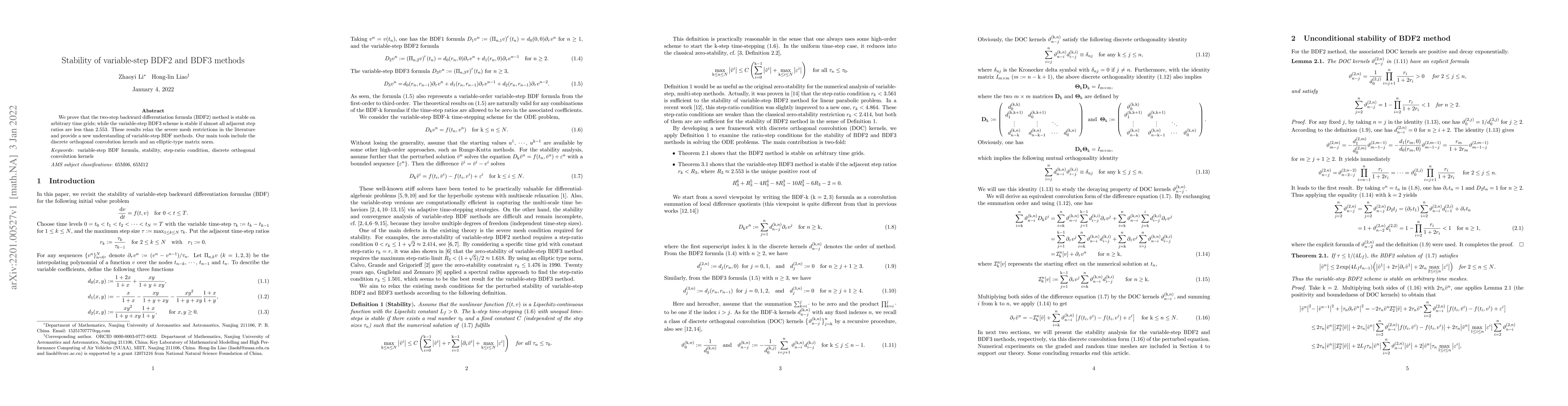 Thumbnail for Stability of variable-step BDF2 and BDF3 methods