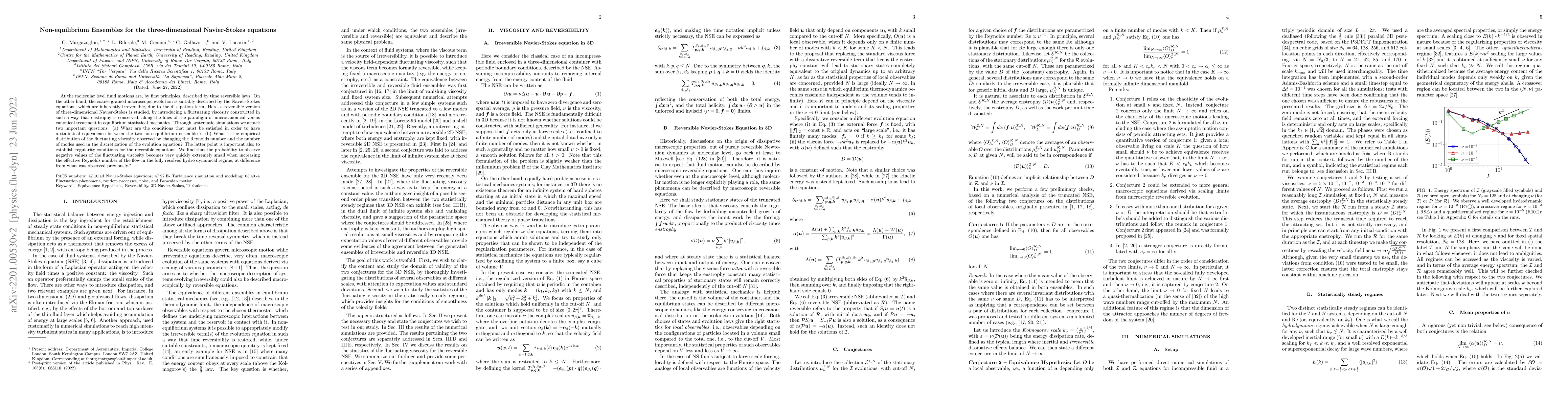 Thumbnail for Non-equilibrium Ensembles for the three-dimensional Navier-Stokes
  Equations