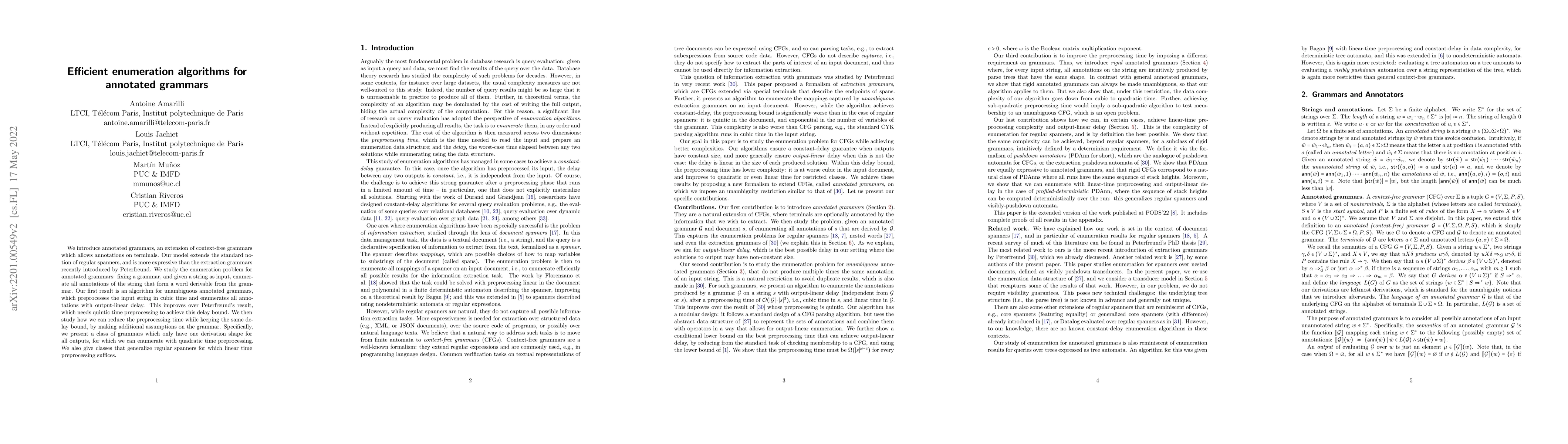 Thumbnail for Efficient Enumeration Algorithms for Annotated Grammars