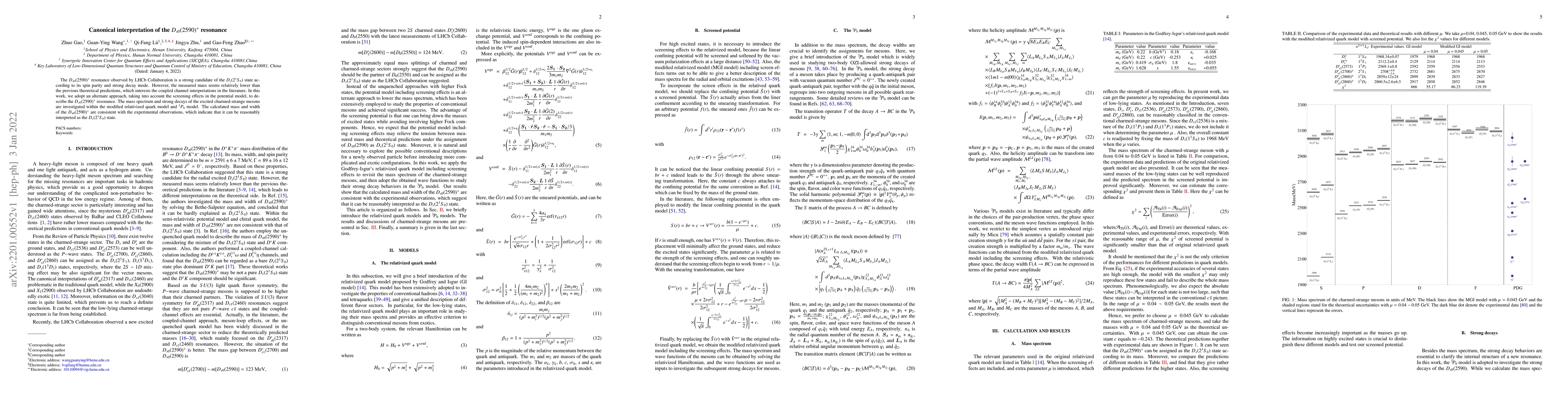 Thumbnail for Canonical interpretation of the $D_{s0}(2590)^{+}$ resonance
