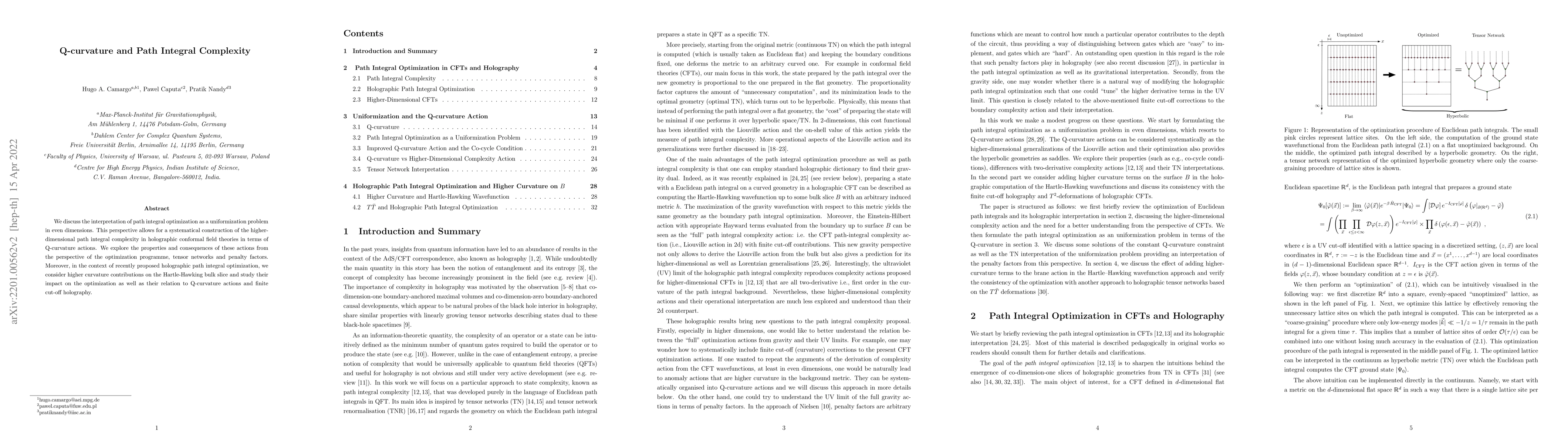 Thumbnail for Q-curvature and Path Integral Complexity