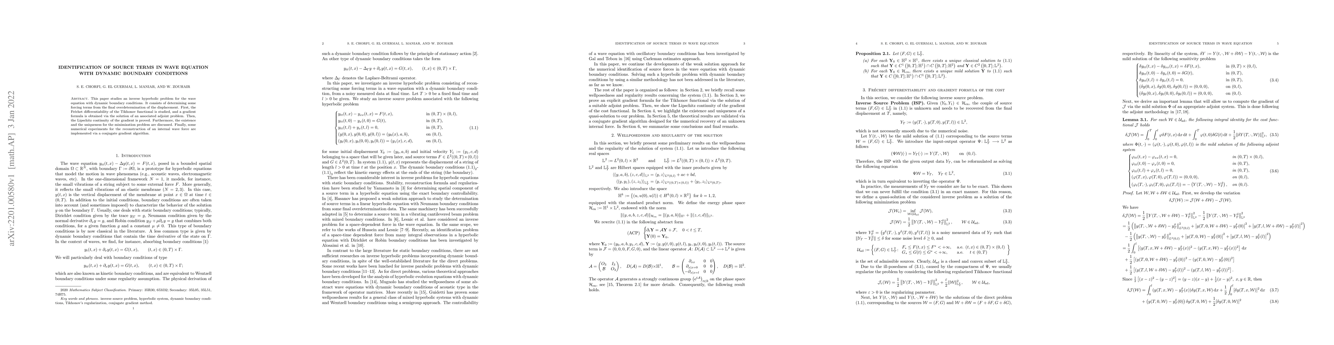 Thumbnail for Identification of source terms in wave equation with dynamic boundary
  conditions