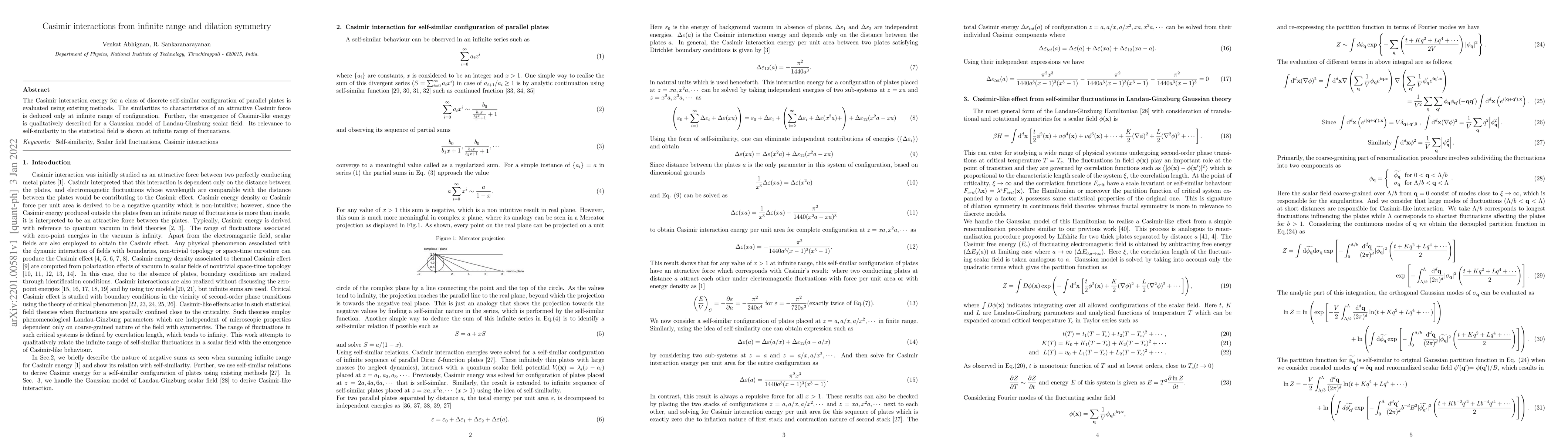 Thumbnail for Casimir interactions from infinite range and dilation symmetry
