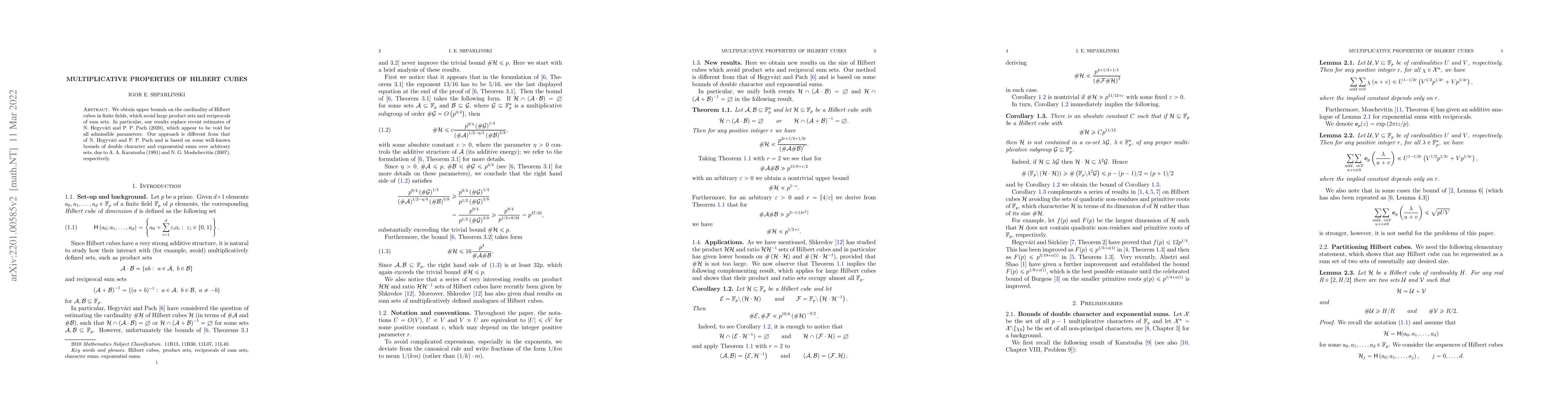 Thumbnail for Multiplicative Properties of Hilbert Cubes
