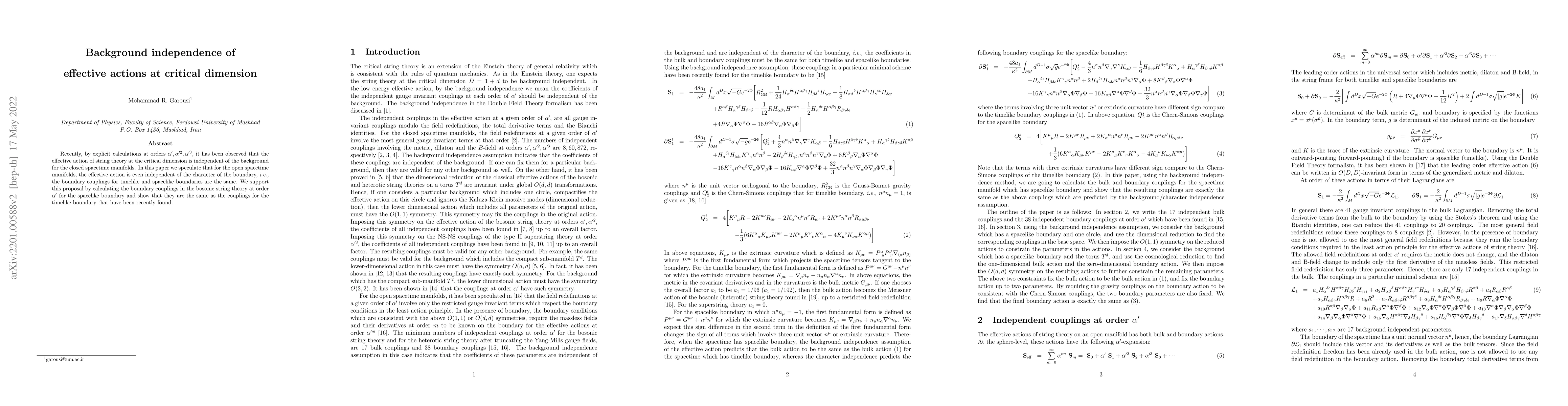 Thumbnail for Background independence of effective actions at critical dimension